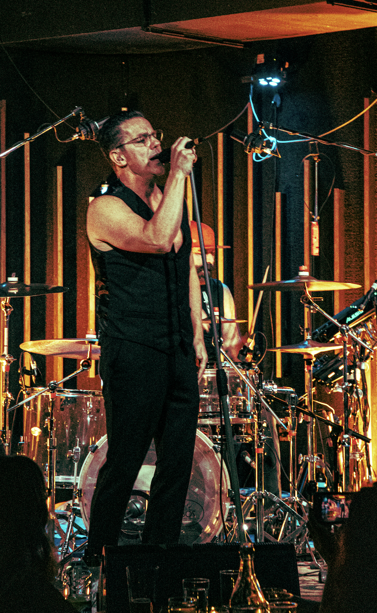 Lead singer at the mic